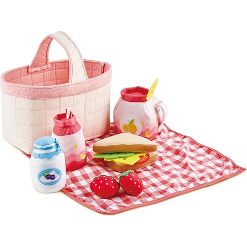 Hape Picnic Playset| 12 PCs Soft Indoor and Outdoor Pretend Food Toy for Toddlers , Pink