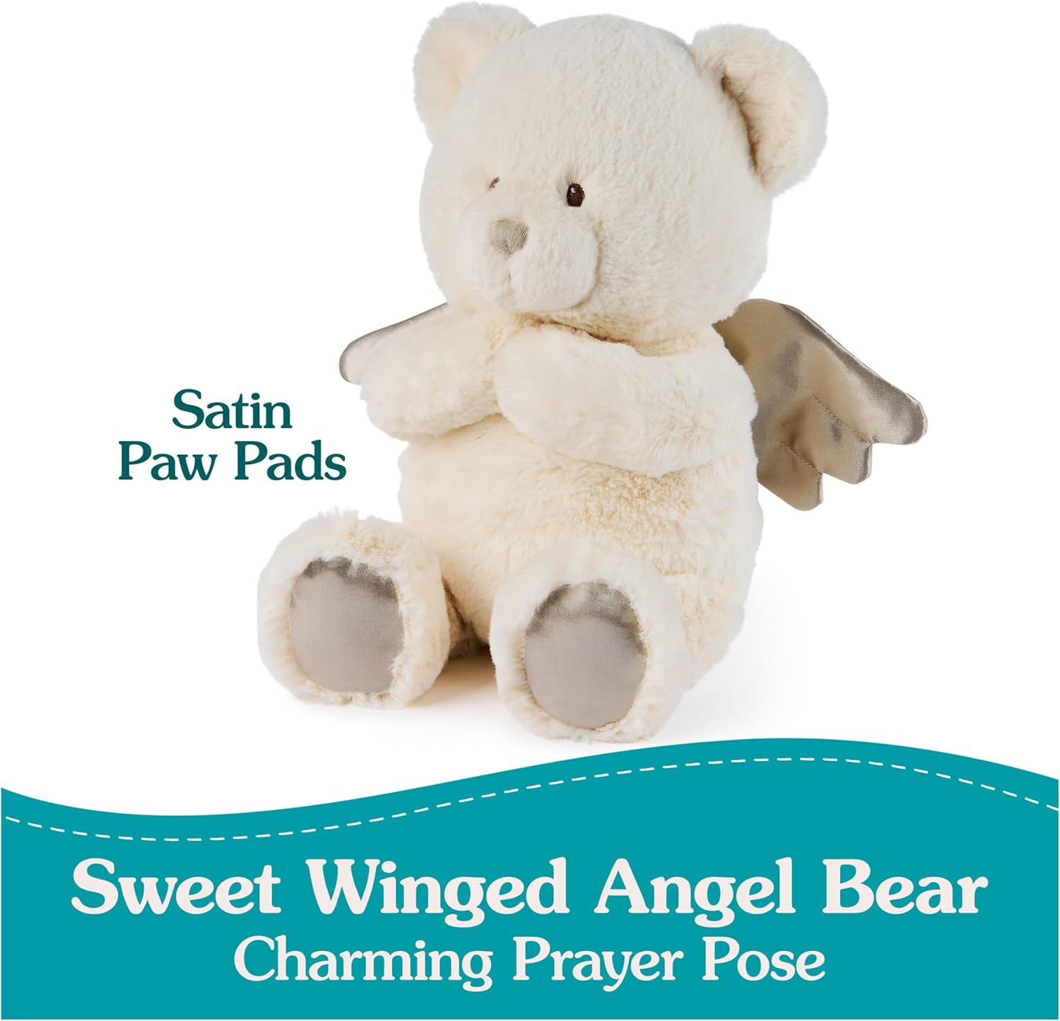 GUND Baby Angel Bear with Wings, Spiritual Teddy Bear with Chime Sound, Sensory Toy for Babies and Newborns, White, 9”