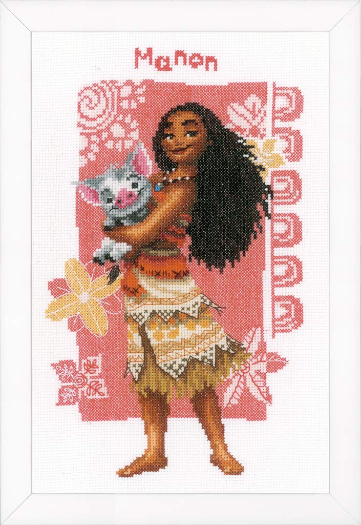 Vervaco WD zestaw do liczonego haftu krzyżykowego Moana & Pua aida, mieszanka bawełny, różna, 26 x 1 x 7,5 cm