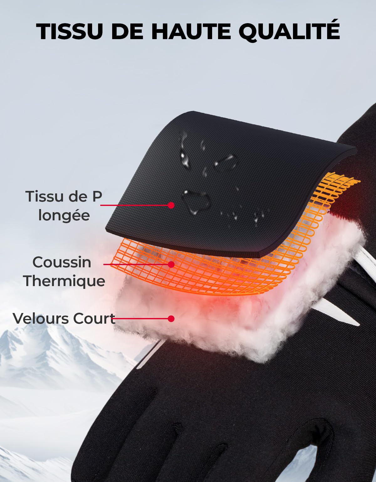 KEMIMOTO Gants Chauffants Hommes et Femmes, 3 Niveaux de Chauffage, Mise à Niveau 2025 Gants Électriques Intérieurs pour Vélo, Moto, Ski, Pêche, Chasse, Chauffe-Mains d'hiver