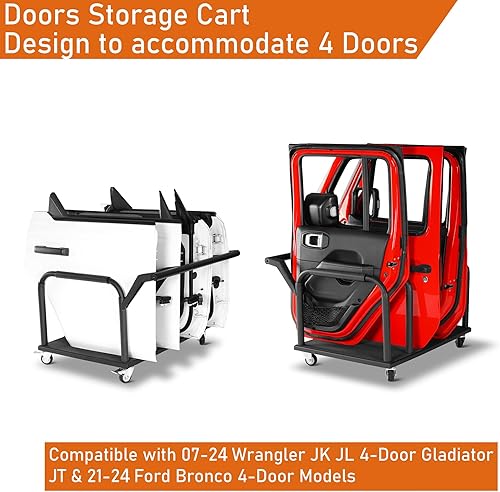 Miniatura 2 de Hooke Road Estante de almacenamiento de 4 puertas, soporte deslizante para carrito para Jeep Wrangler JK JL Gladiator JT 2007-2024 y Ford Bronco