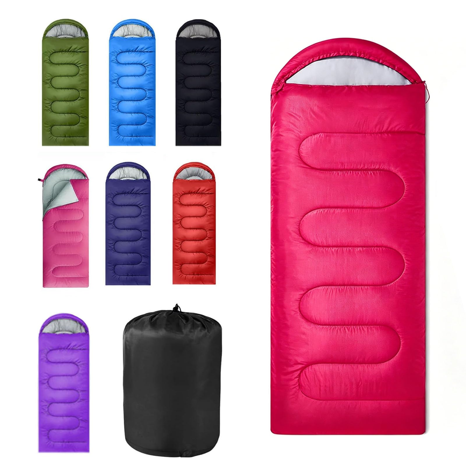 Sleeping Bag for Camping, for 3 Seasons, Comfortable Adult Blanket, Small Packed Size, Ultralight Carry Bag, Soft, Thick and Warm, for Outdoor Camping, Travel, Hiking (Red) — image 1