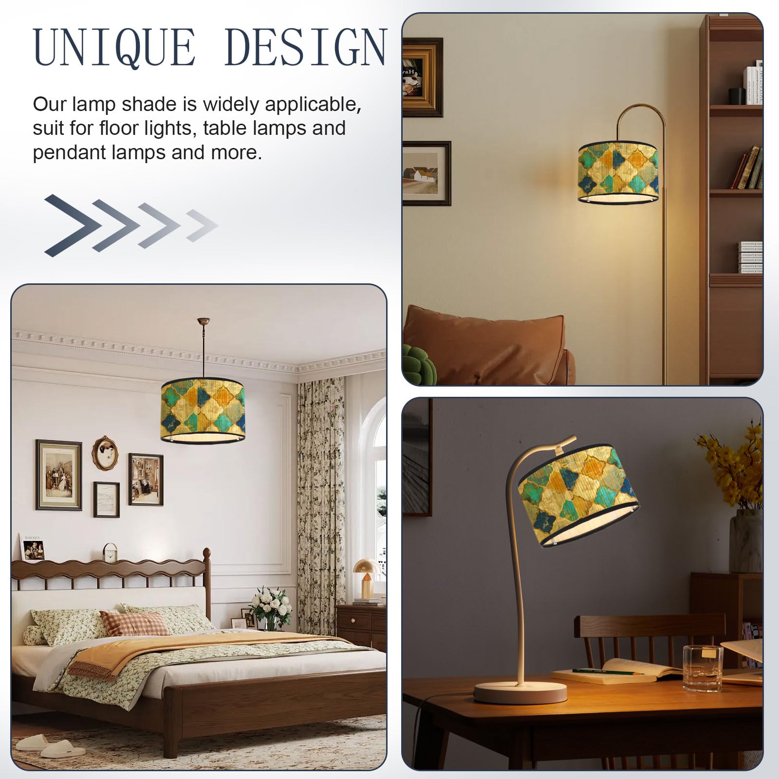 Pantalla de lámpara, lámpara colgante, diámetro 30 cm, pantallas para lámpara de mesa, decoración del hogar, lámpara de pie para mesa, suelo y lámparas colgantes (amarillo)