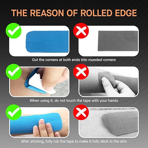 Miniatura 7 de OK TAPE Cinta de kinesiología básica sin cortar, cinta elástica Cutton, 2 rollos beige y negro