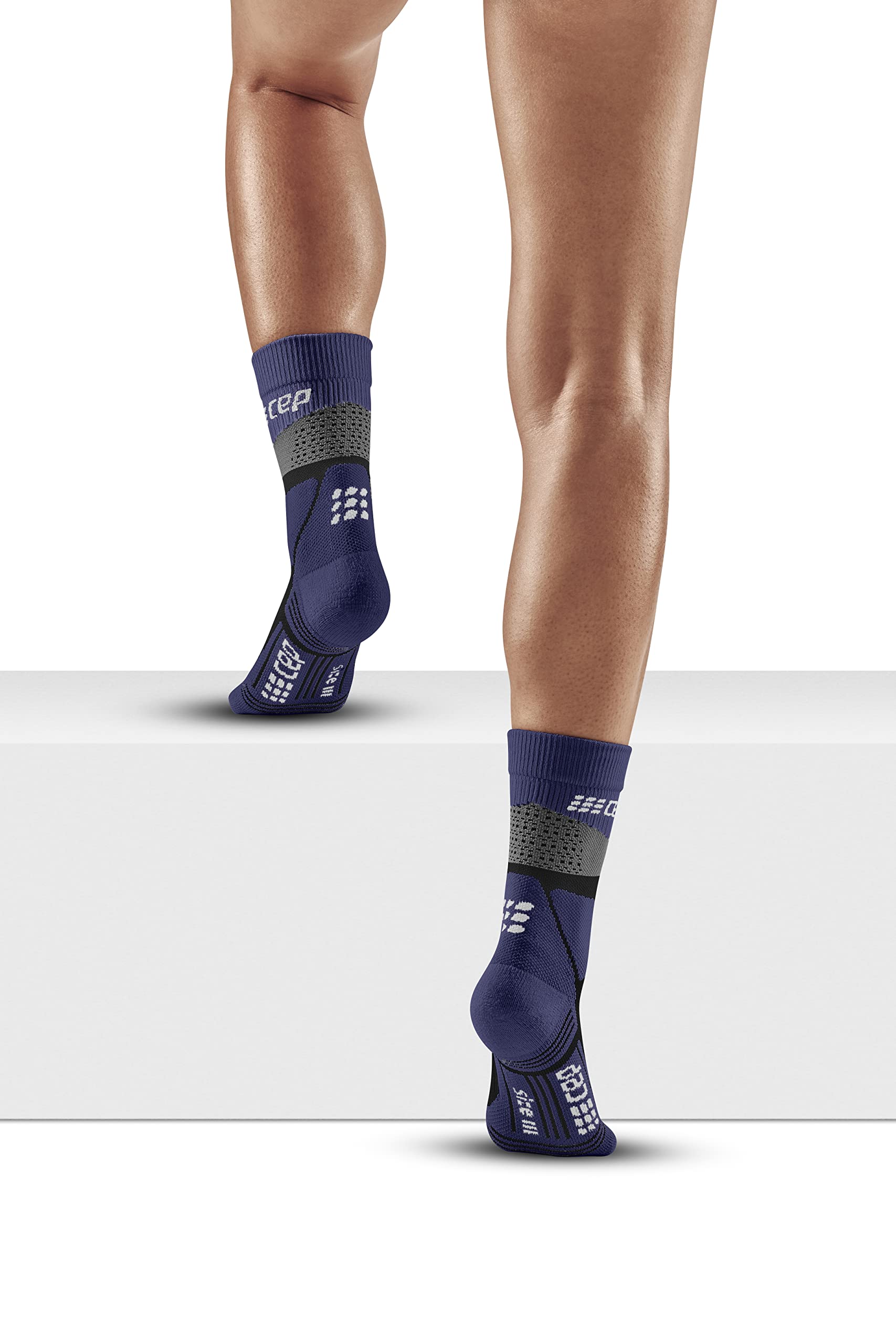CEP HIKING MAX CUSHION MID CUT MERINO WANDERSOCKEN DAMEN – Wandersocken mit medi Kompression & Polsterung, atmungsaktiv – Merino Socken für Stabilität, Komfort & ausgewogenes Klima