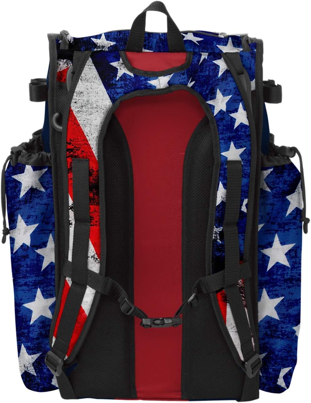 Boombah Superpack Bat Bag - Backpack Version (no wheels) - Holds 4 Bats - USA Stars & Stripes Navy/Red/White