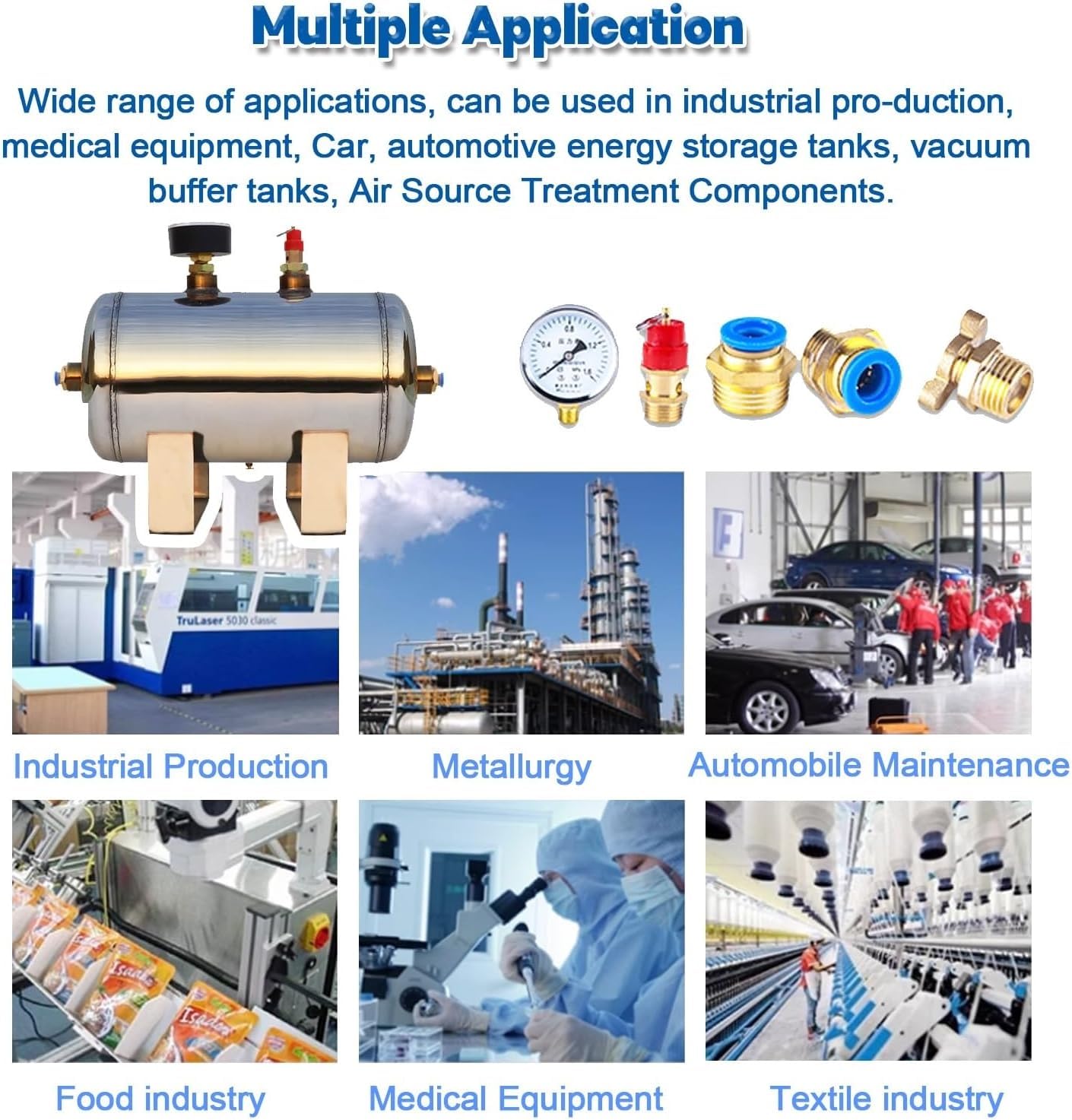 Edelstahl Druckluftbehälter 10L - Luftkompressor Zubehör 1.25MPa