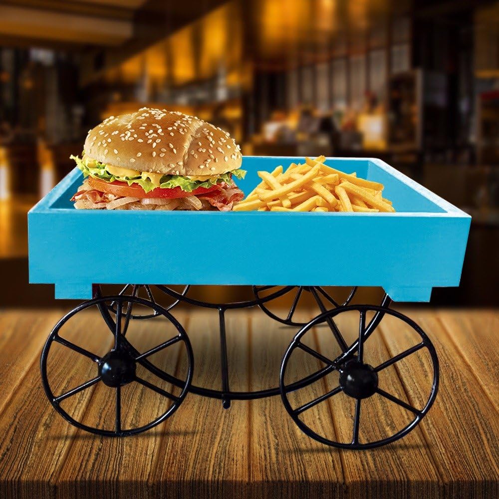 Furnishing Factory Snacks & Dinner Serving Platter for Dining Table - Light Blue with Moving Wheels