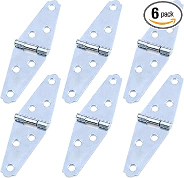 Geesatis 2" Strap Hinges Heavy Duty Gate Hinges,Iron,Silver Color,Pack of 6 | Cabinet Latch Door Hinge with Mounting Screws