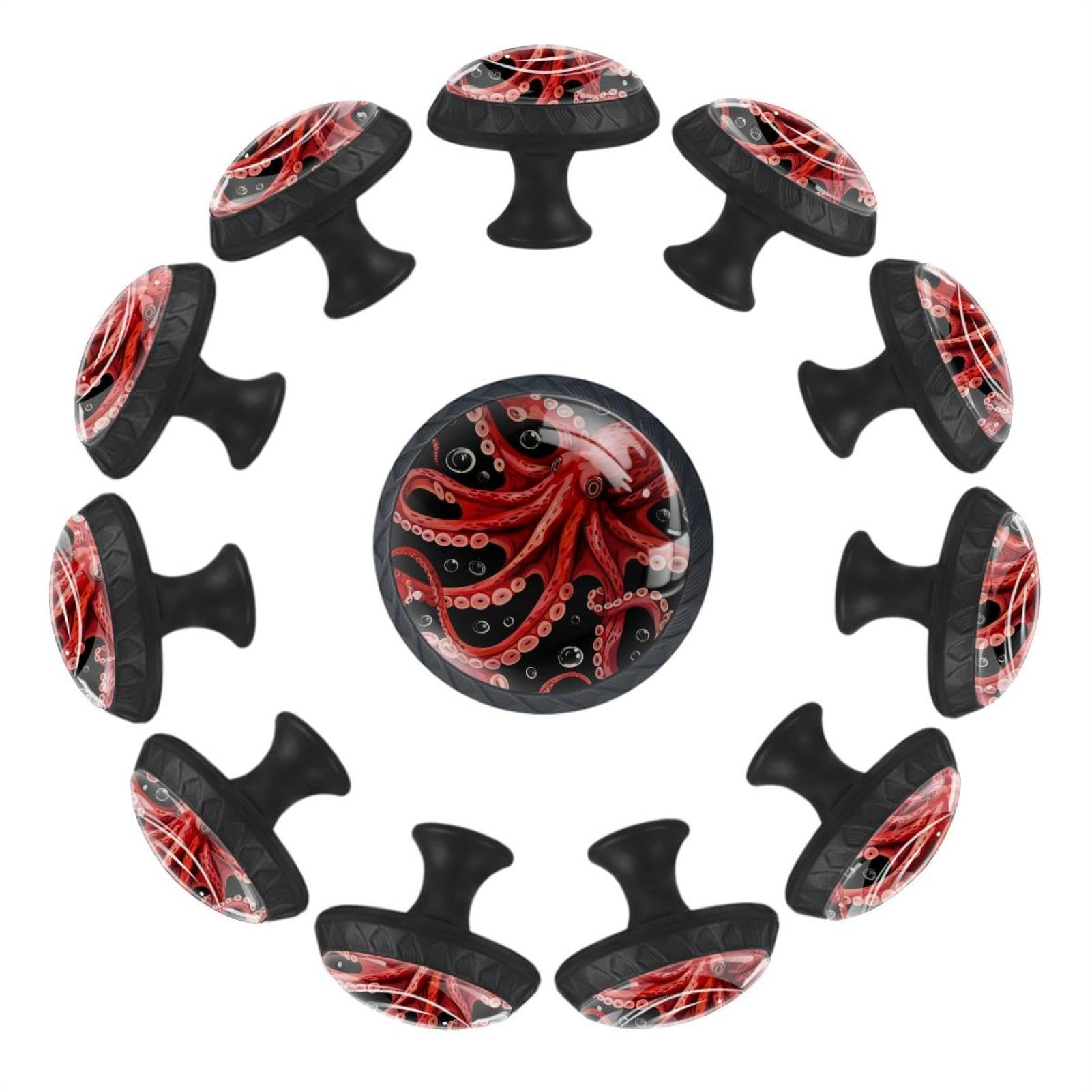 Boutons de tiroir pieuvre rouge pour personnaliser votre commode et buffet de cuisine