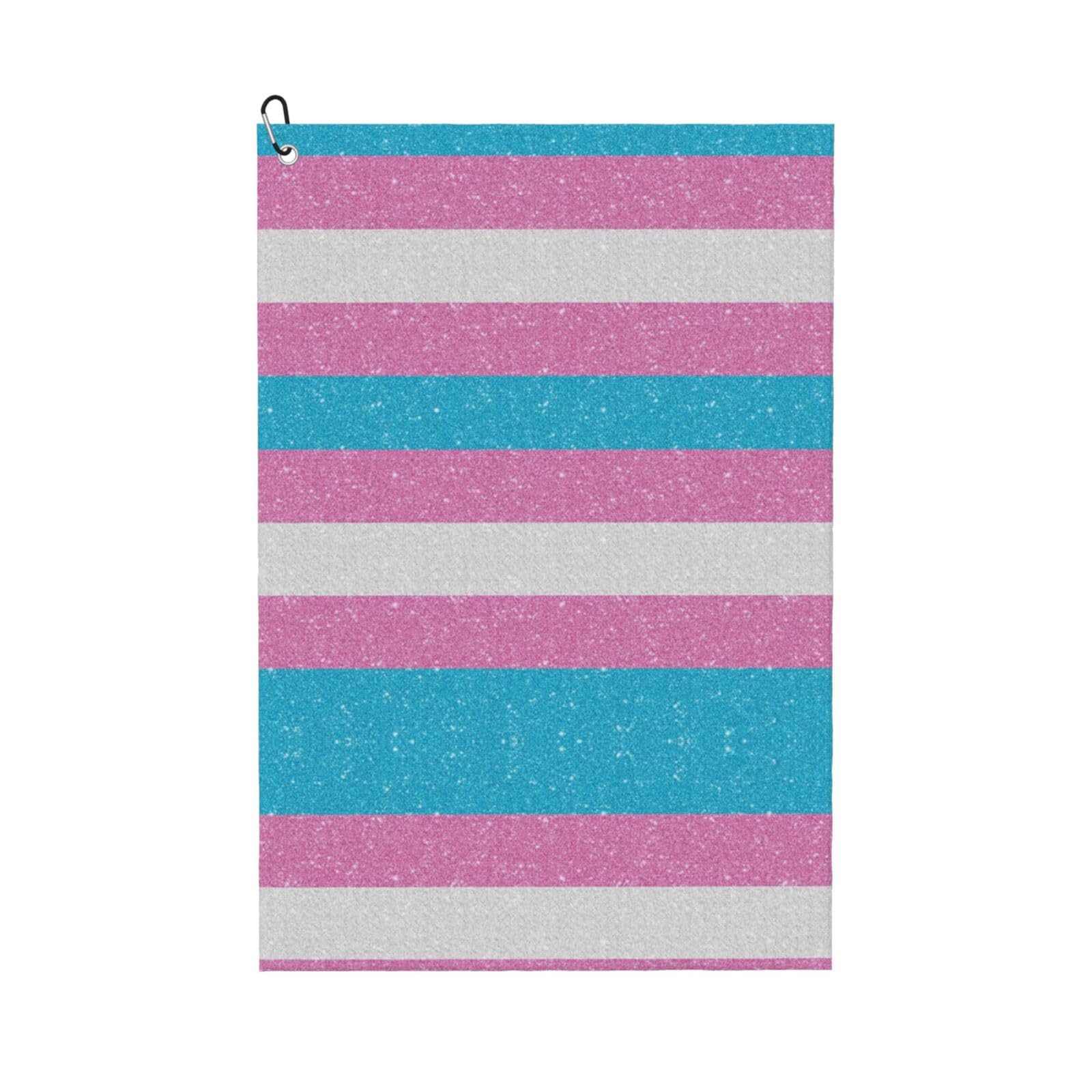 peiyeety Transgender Pride Flag Microfiber Golf Towel with Carabiner Clip, 16x24 Inch Absorbent Waffle Weave Towel for Golf Bags