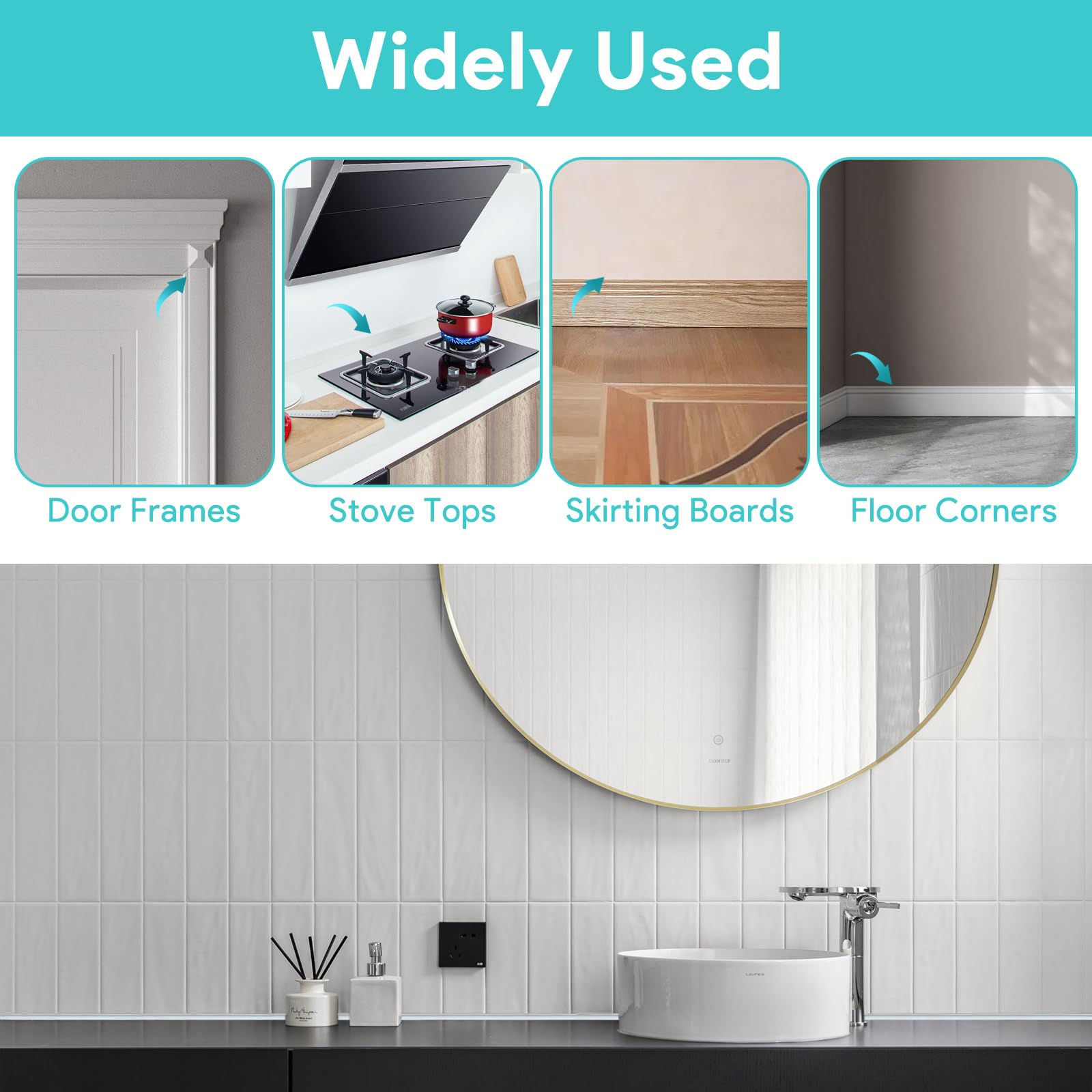 Modanatura Autoadesiva Flessibile - 5m X 12mm, TPE, Per Pareti, Armadietti E Decorazioni - Facile Da Installare - Foto 2