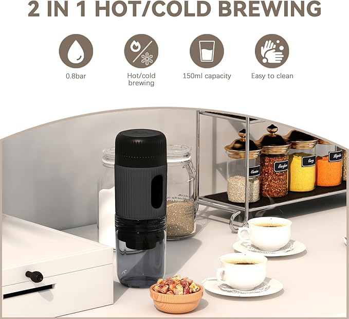 Cafetera Portátil con Batería Recargable para Cápsulas y Molido 150 ml miniatura 3