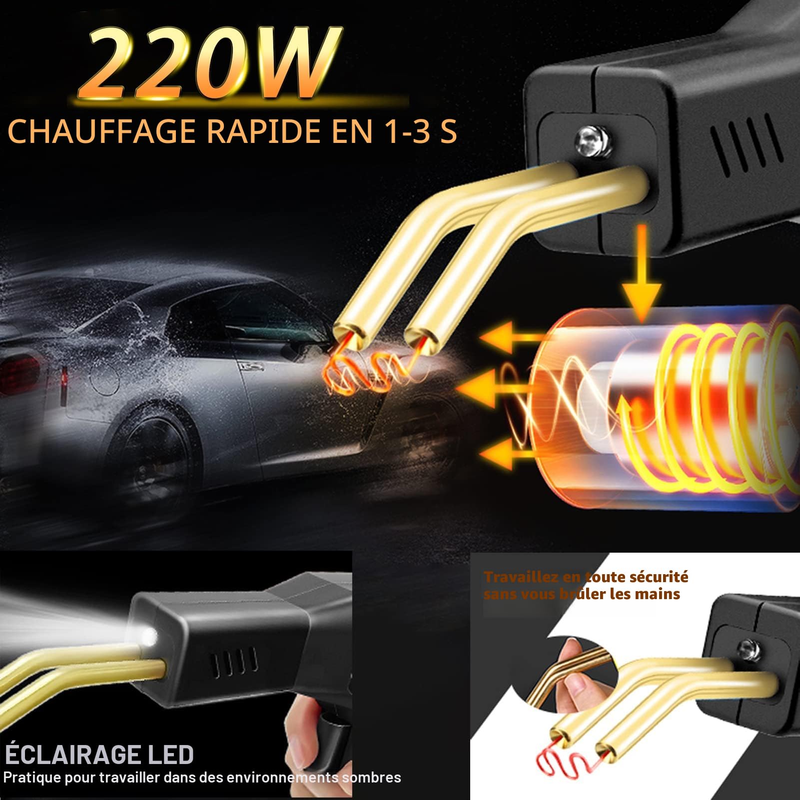 220W Soudure Plastique 2 en1 Soudeuse Plastique Kit Reparation Plastique Soudage Plastique avec 800Pcs Agrafes,40Pcs Bâtons Soudage & 2Pcs Outil de Truelle pour Réparer un Auto/Moto Pare-chocs (noir)