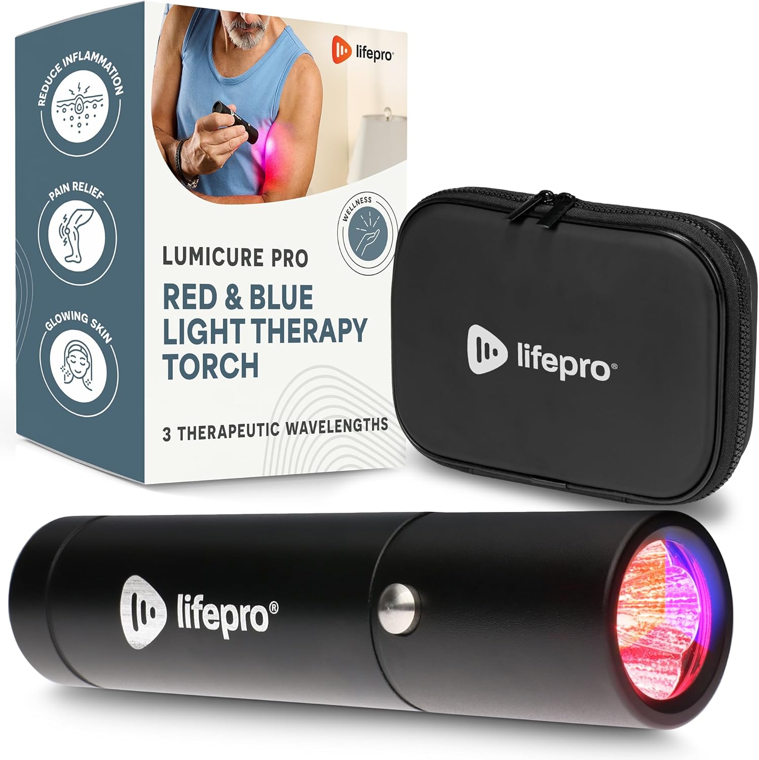Lifepro Infrared & Red Light Therapy Device for Joints & Muscles Pain Relief, Portable Near Infrared Light for Body & Face Inflammation, Compact & Effective Design - Use 3 wavelengths Red Light Torch