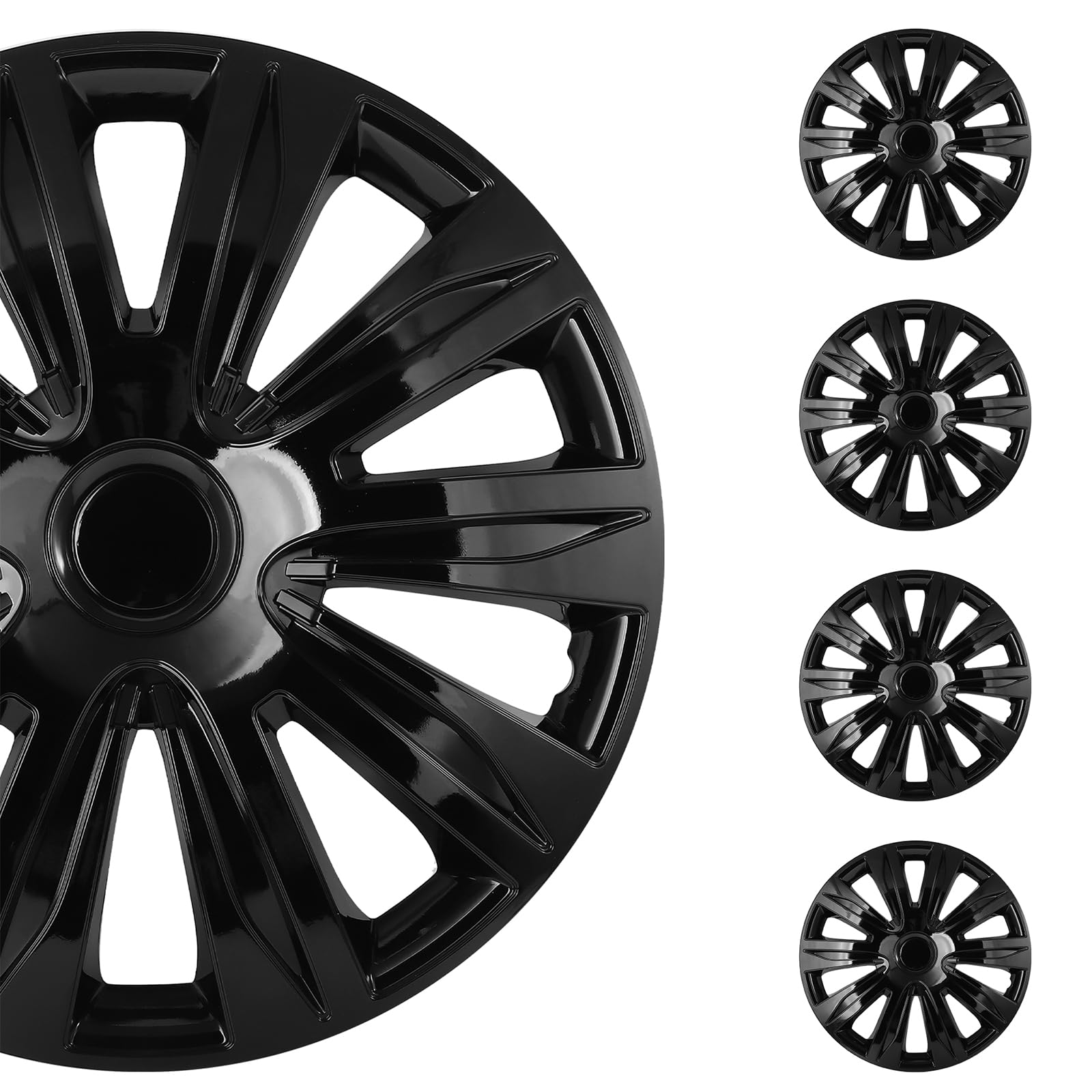 SCITOO Hubcaps Wheel Cover 17" 4 PCS Bright Black