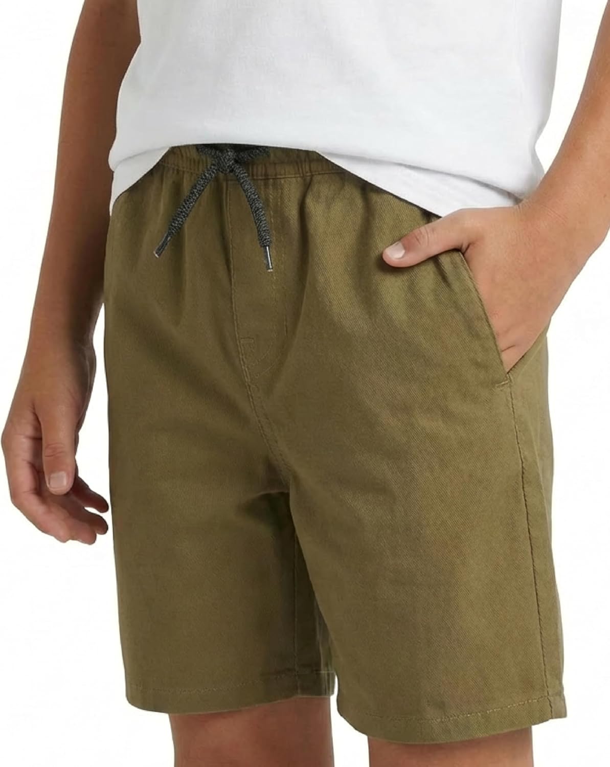 Volcom Boys Shorts - Lightweight Cotton Blend Pull On School Uniform Shorts for Boys with Elastic Waistband and Drawcord