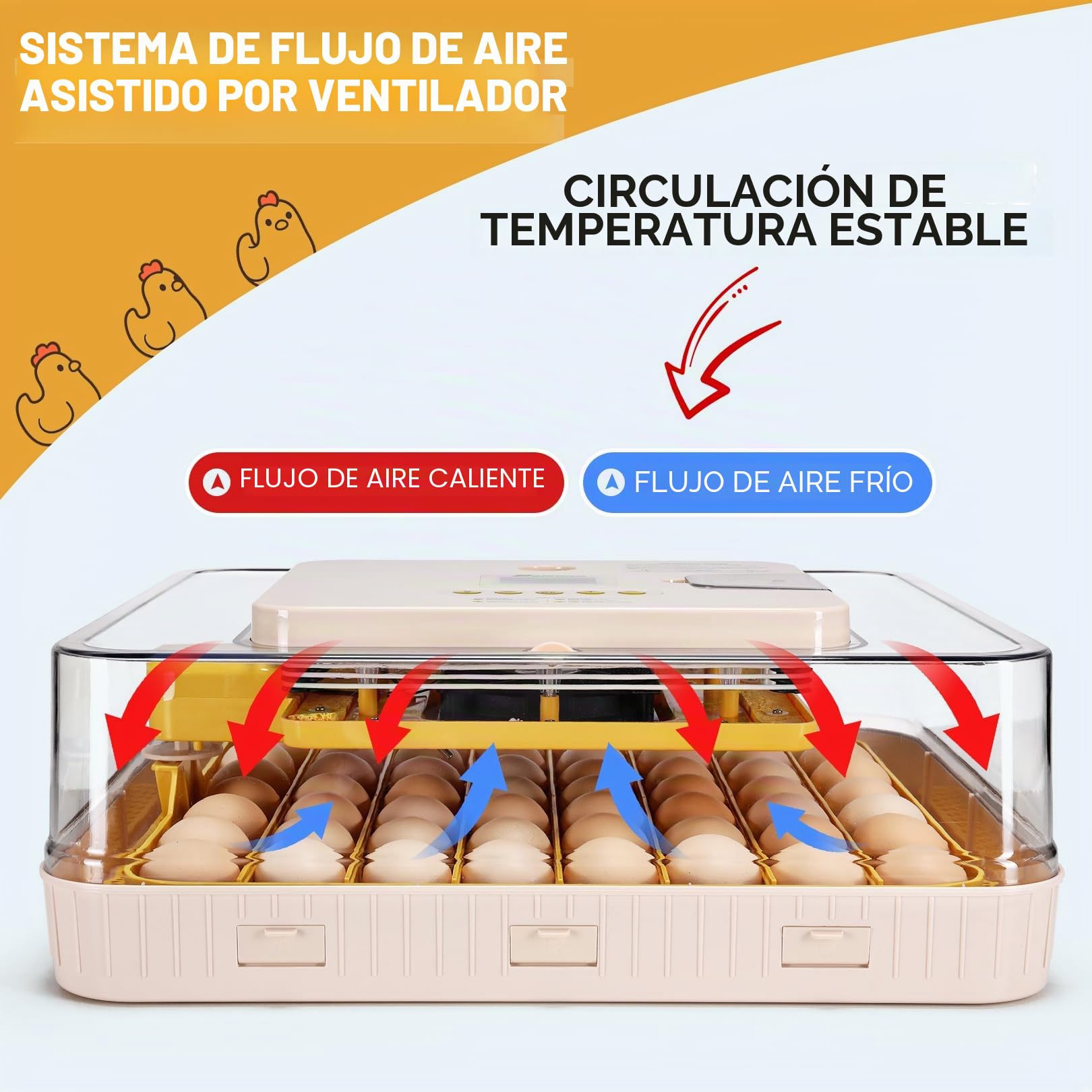 Sailnovo Incubadora de huevos de 56 huevos, totalmente automática, con giro automático, control de humedad y temperatura, incubadora para pollo, pato, codorniz, para laboratorio, escuela, granja
