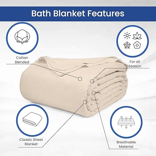 Miniatura 23 de Linteum - Manta de baño para pacientes hospitalarios mezclados de algodón textil, sábana de baño para cama, manta ligera