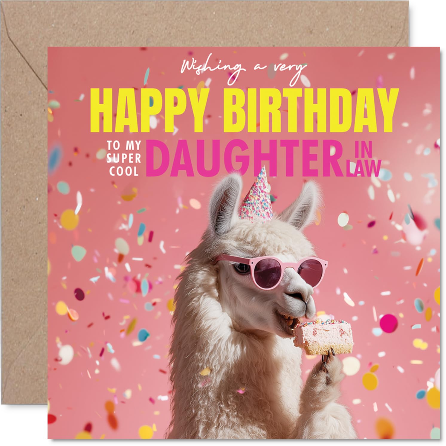 Daughter in Law Birthday Card - Llam-azing Cake - Happy Birthday Card for Daughter in Law from Father Dad Mother Mum, 145mm funny llama Bday Greeting Cards