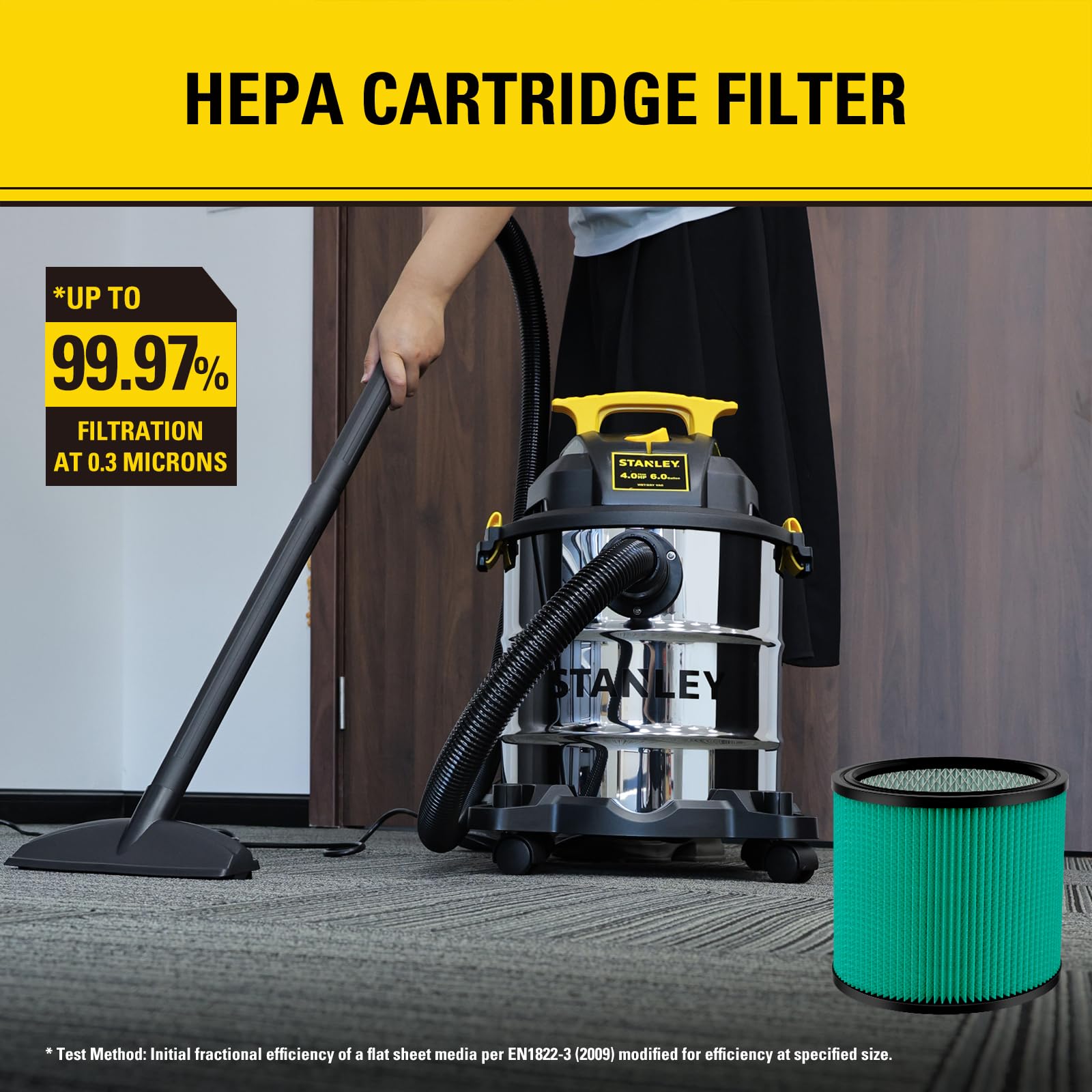 Stanley 08-2566H HEPA Cartridge Filter – Fits Most 5–18 Gallon Wet
