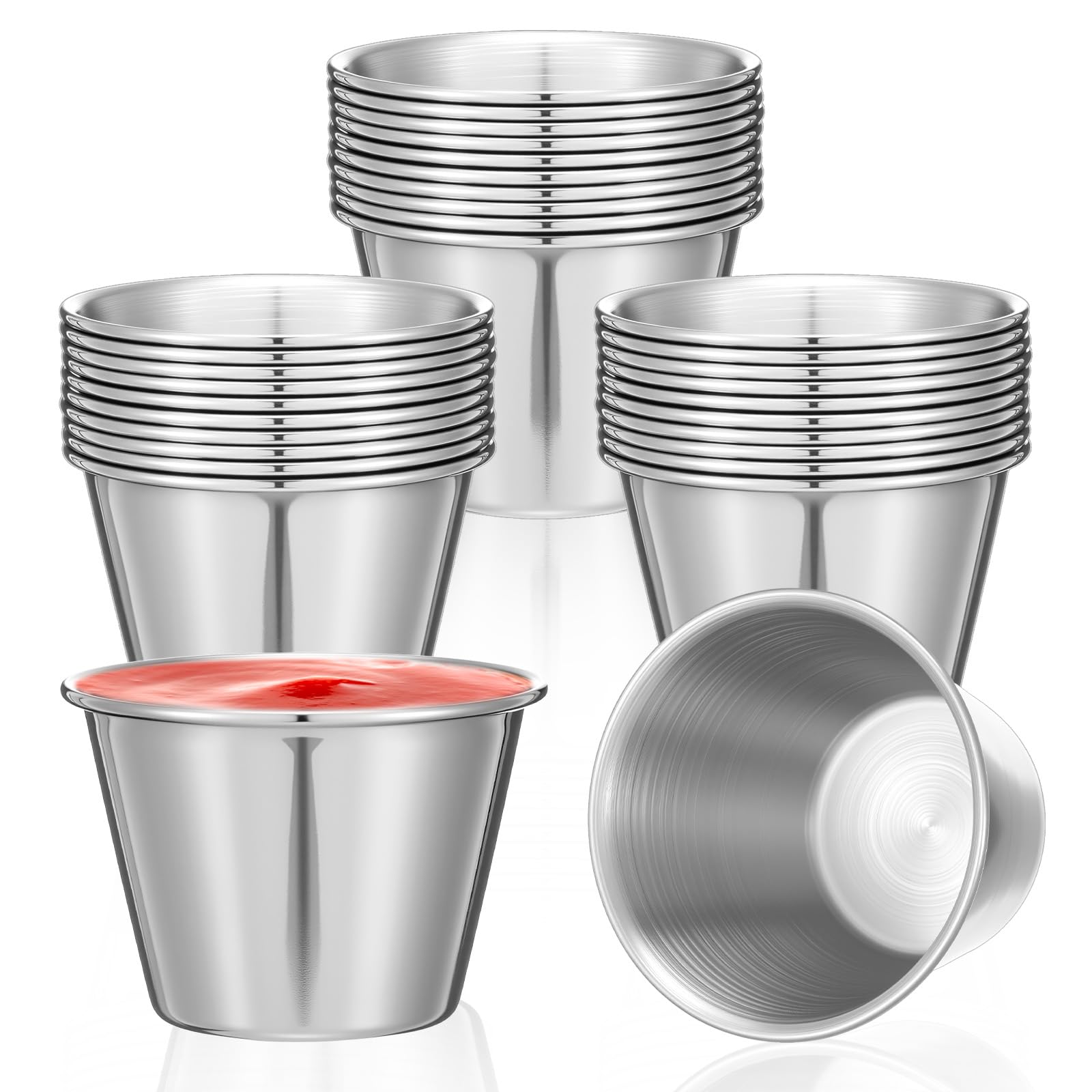 30 PCS Stainless Steel Dipping Sauce Cups 2.5oz Metal Ramekins