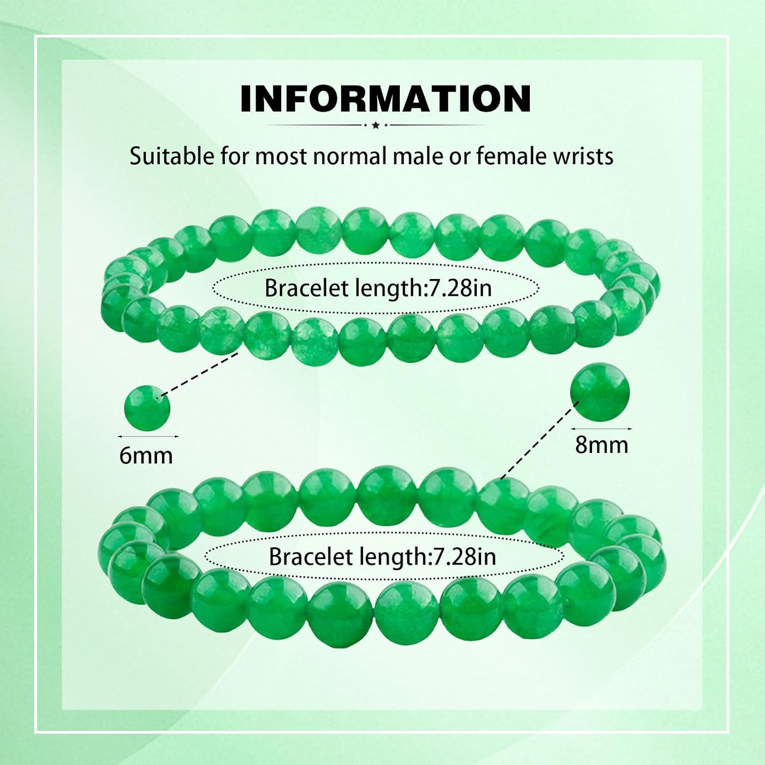 Healing Crystal Bracelet for Women Men,8 mm and 6mm Natural Stone Beaded Bracelets,Stress Relief Anxiety Yoga Bracelet Brings Lucky Charm Gift - Image 2