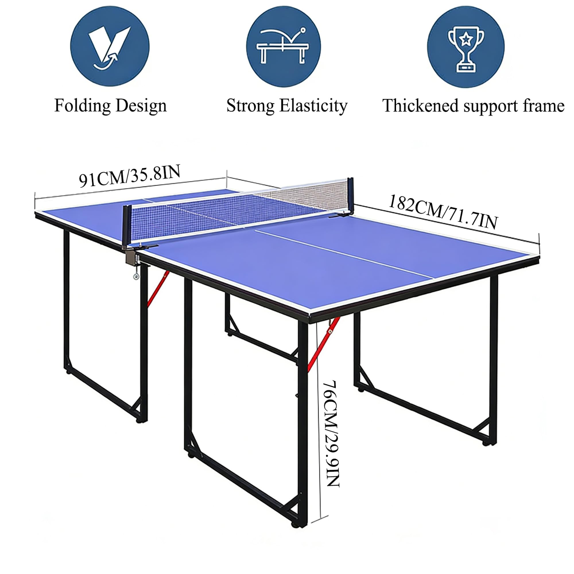 Tavolo da ping pong pieghevole, tavolo da ping pong portatile per interni ed esterni, set multifunzionale da ping pong, include rete, 2 racchette da ping pong e 3 palline