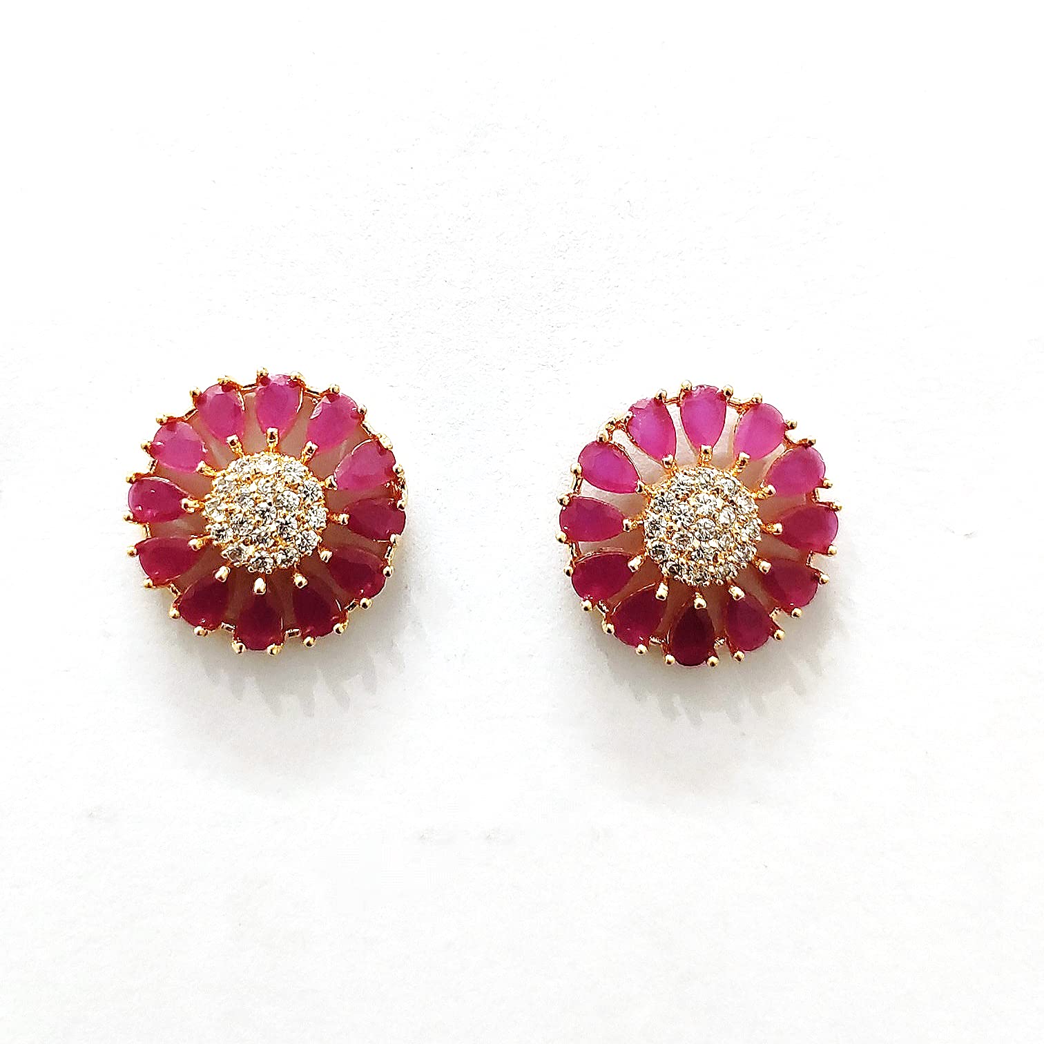 Sparkling Beautiful Ruby & white Ad Earring Cubic Zirconia Brass Stud Earring (B099BJSR34) Amazon Price History, Amazon Price Tracker