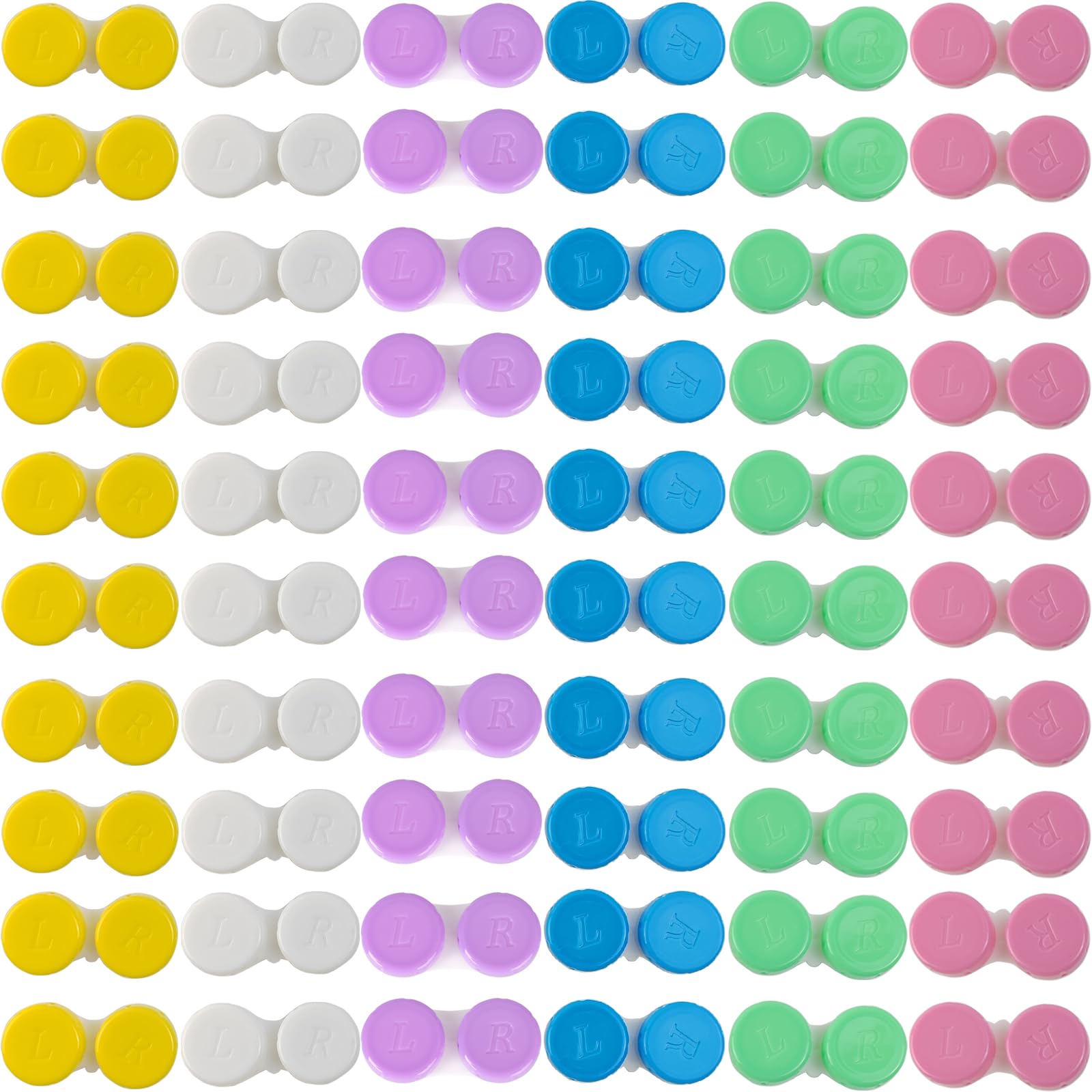 TIHOOD 60PCS Colorful Contact Lens Case Bulk Eye Lense Box Holder Container Soak Storage Travel Kit for Eyes Care, 6 Colors