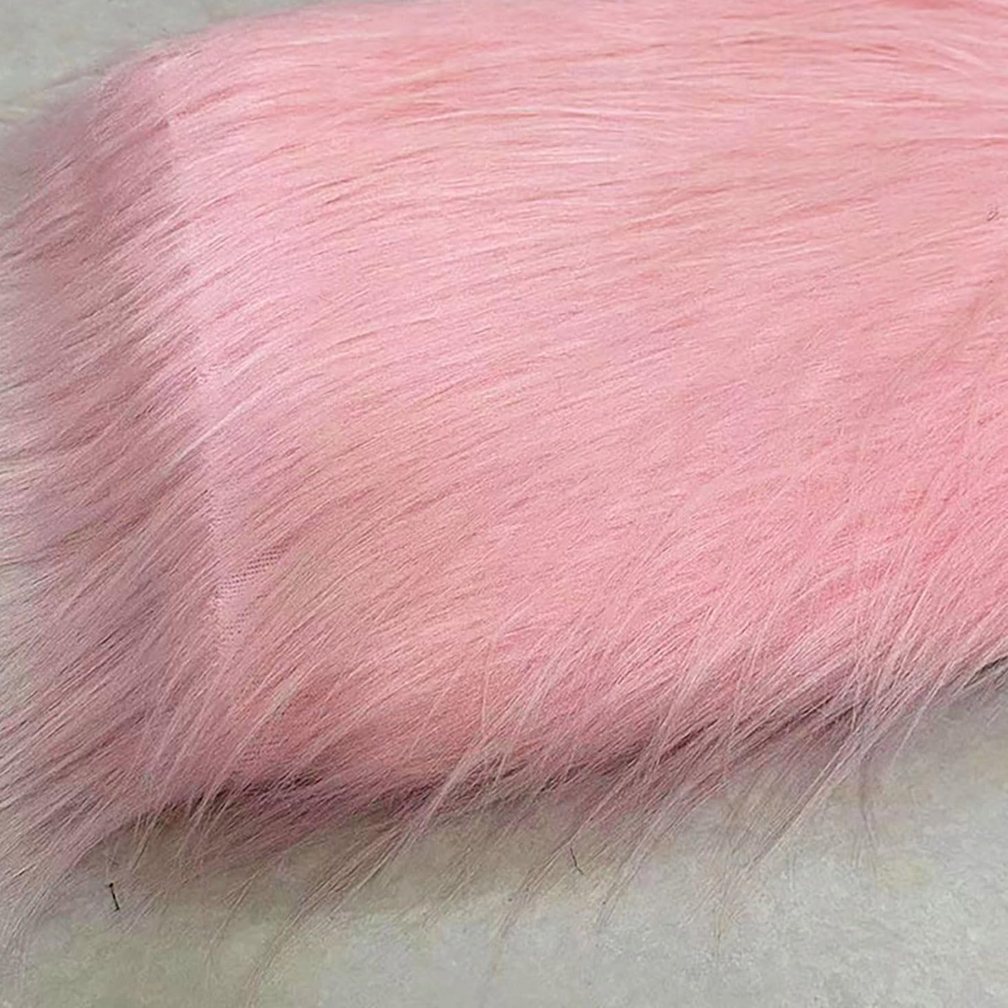 Faux Fur Plush Fabric Long Pile 12cm Fluffy Fuzzy Craft Fur for Gnomes Beard Santa Claus Hair Dwarf Cosplay Costume DIY Craft Decoration 20 Colors(Size:50x50cm,Color:Light Pink)