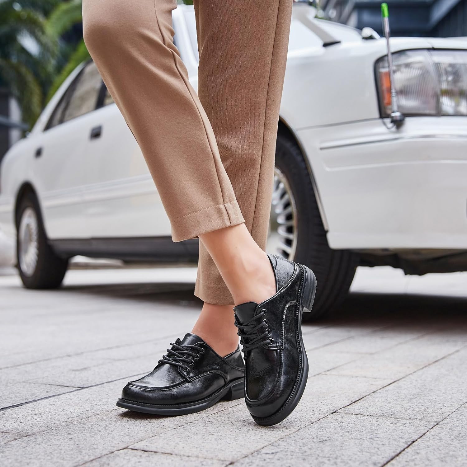 Oxford Shoes for Women Lace Up Loafers Platform Dress Shoes Office Business Work Shoes - Image 2