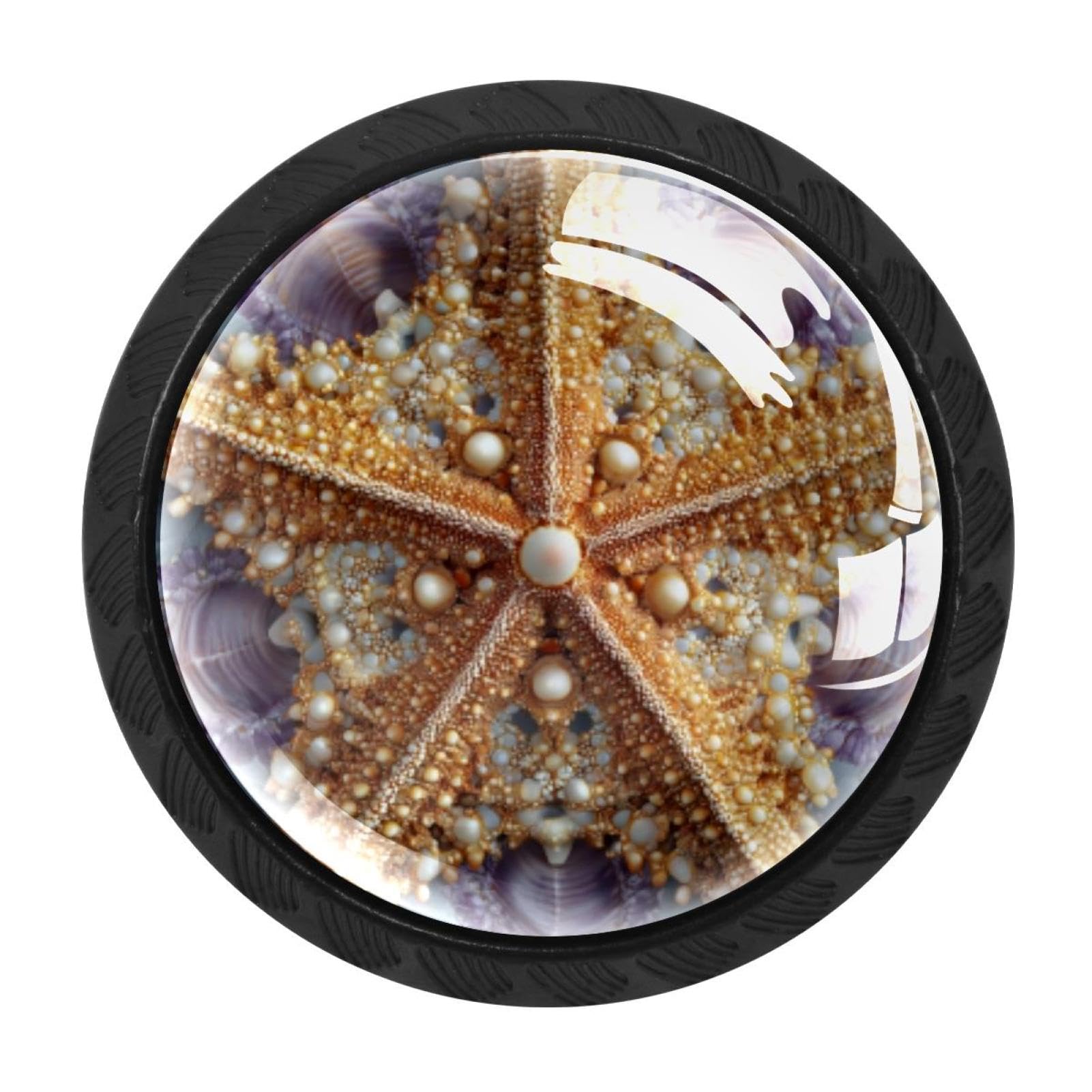 CHENZZZZ 4 Pack Cabinet Pulls Ocean Starfish Shell Kitchen Drawer Pulls Cabinet Handles