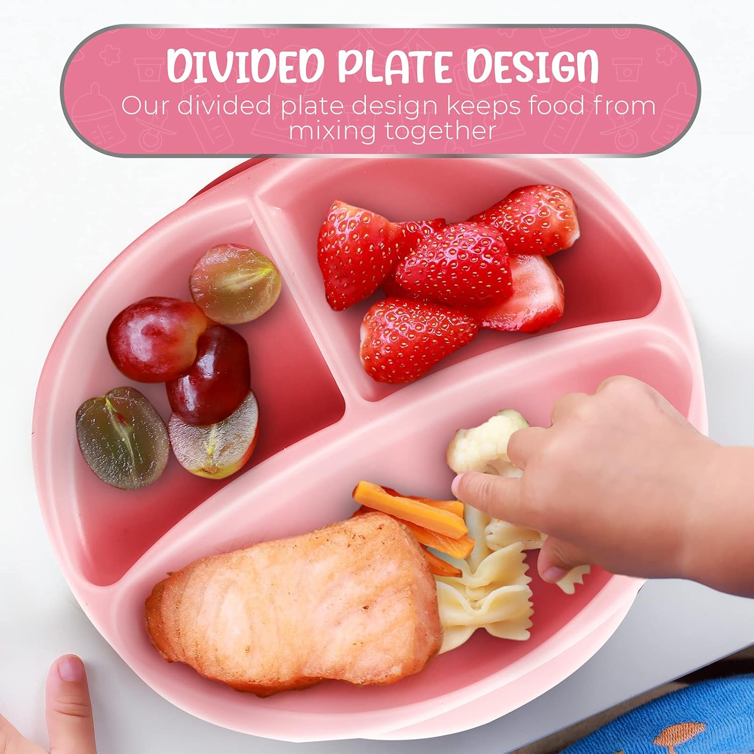 NEW Baby Self-Feeding Suction Plate – Grip Dish, Food-Grade Silicone Suction Plate for Weaning Babies, BPA-Free, Microwave, Dishwasher & Oven Safe (Gray) : Baby