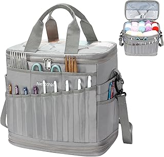 Expandable Crochet Bag,Anti-Tangle Yarn Storage Organizer, Durable Knitt...