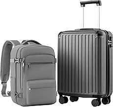 COOLIFE EasyJet Trolley Hand Luggage 55 x 40 x 20 cm and Boarding Backpack 20 L (40 x 25 x 20 cm) Set of Suitcases, Hand Luggage, Side Combination Lock with TSA for Ryanair