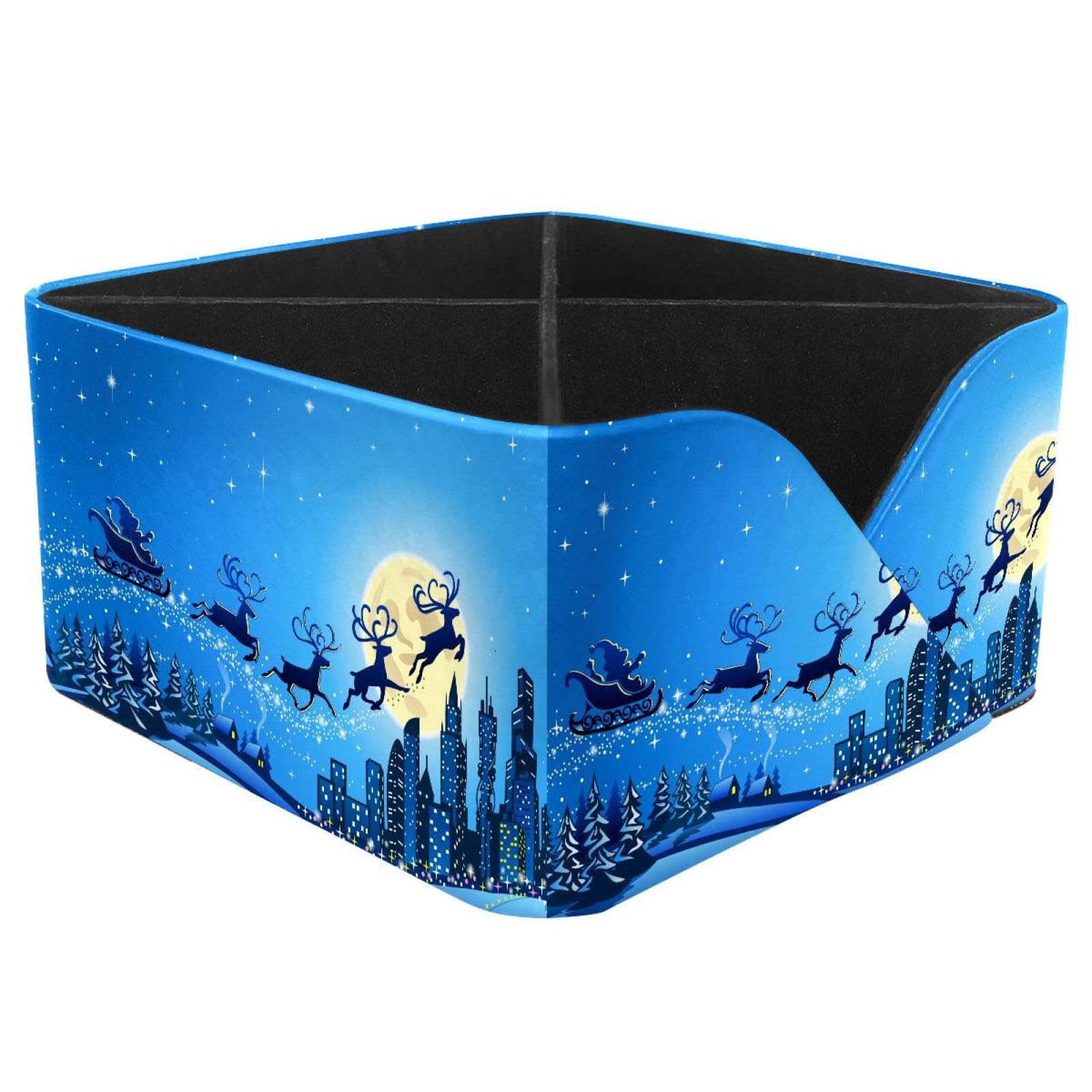 KengjuTesu Christmas Snow Landscape Desktop Organizer Pen Holder, Rectangular Pencil Cup for Office, Study and Makeup Stations