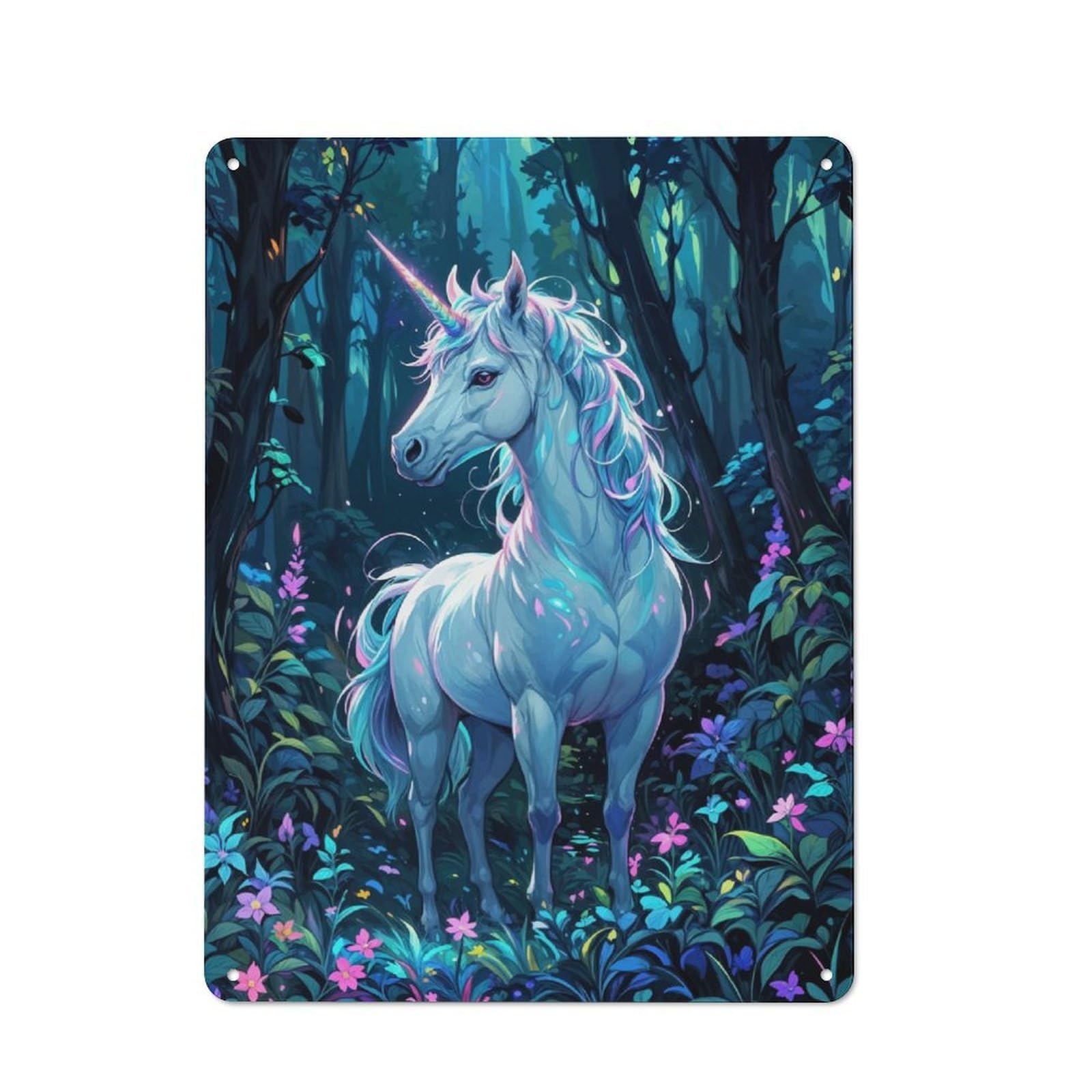 Magical Unicorn in Forest Vintage Tin Sign 40x30cm for Home Office Or Studio, for Metal Sign Collectors, for Living Room And Hallway Decor