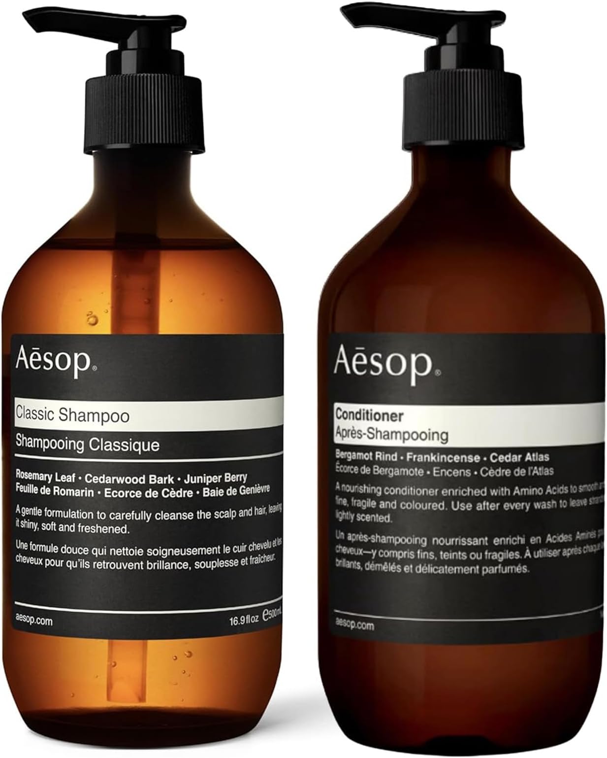 Aesop Classic Shampoo & Conditioner Set | Adds Shine, Hydration, Softness to Hair | 500 mL / 16.9 oz