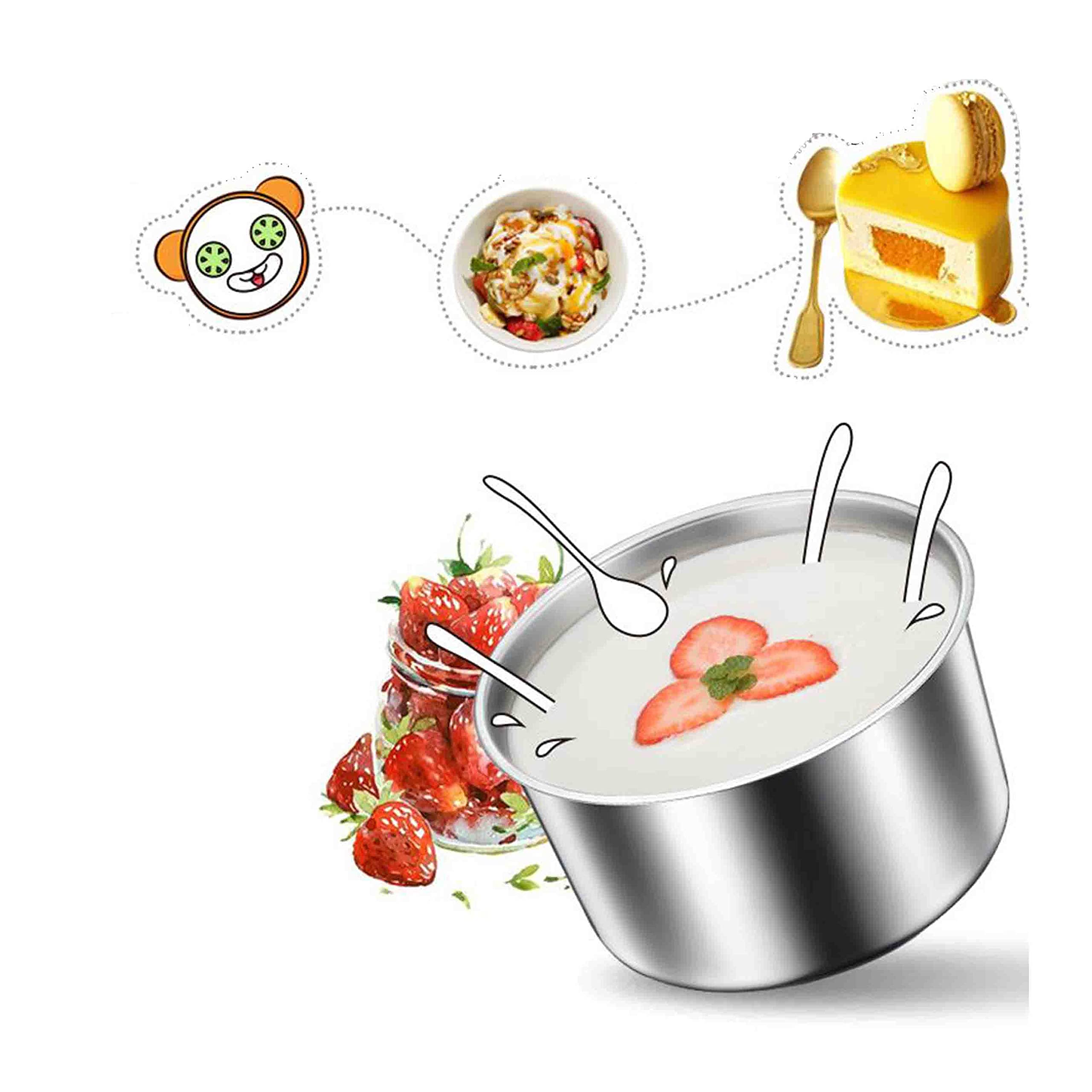 Yogurtiera, Yogurtiera Elettrica con 4 Bicchieri in Ceramica (1000ml) E Ricette, Yogurtiera Facile da Usare con Impostazione di Spegnimento Automatico, Timer Regolabile, Display LCD