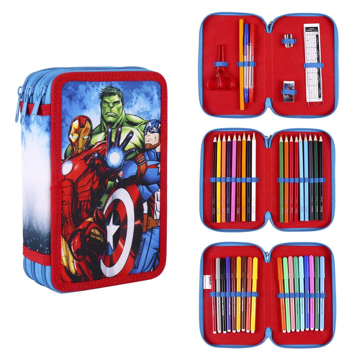 CERDÁ Life'S Little Moments - Estuche Escolar 3 Compartimentos Niño de The Avengers - Licencia Oficial Marvel