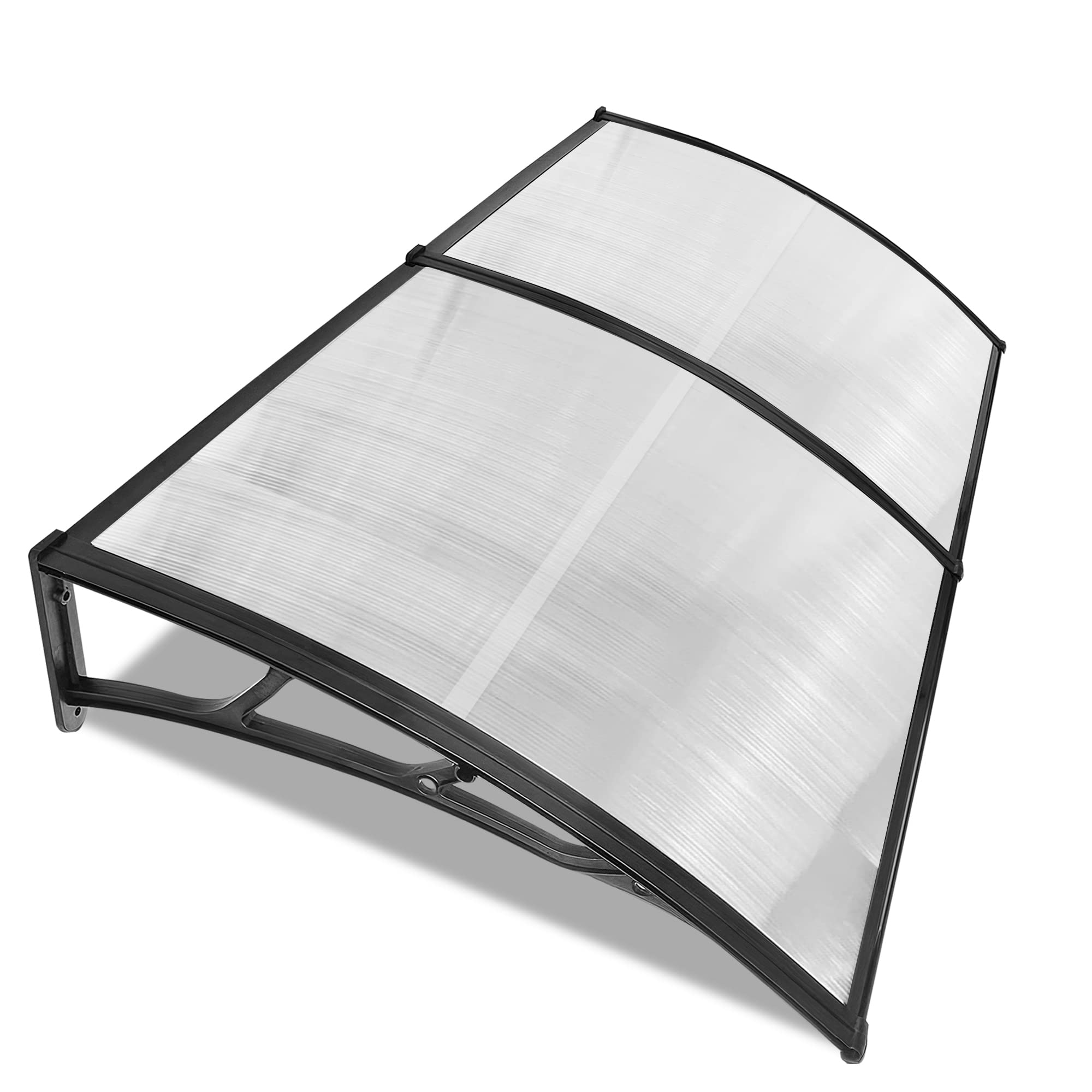 Blisswood Front Door Canopy Outdoor Awning Shelter 190 x 100 cm Window Rain Roof Cover With Polycarbonate Roofing Sheets Porch Shade Patio UV Protection Back Door Porch Canopies