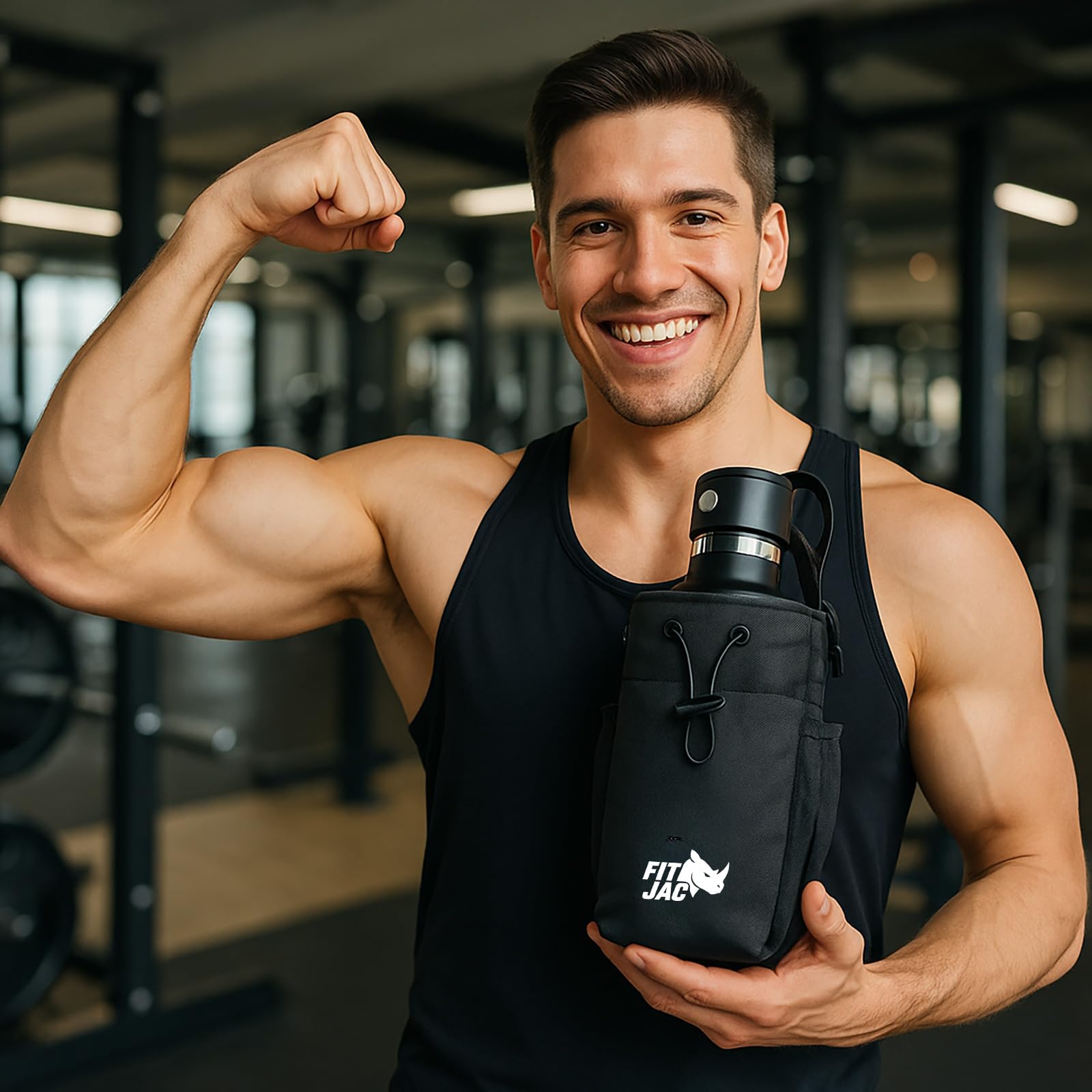 Bolsa Deportiva Magnética de Gimnasio | Bolso Deportivo con Imanes | Impermeable y Compacta | Mantén tu Móvil, Botella y Llaves Siempre a Mano | Unisex para Gym o Fitness (Negro)