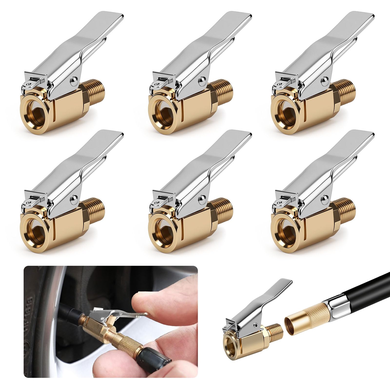 Linkstyle 6 Pcs Tyre Inflator Adaptor