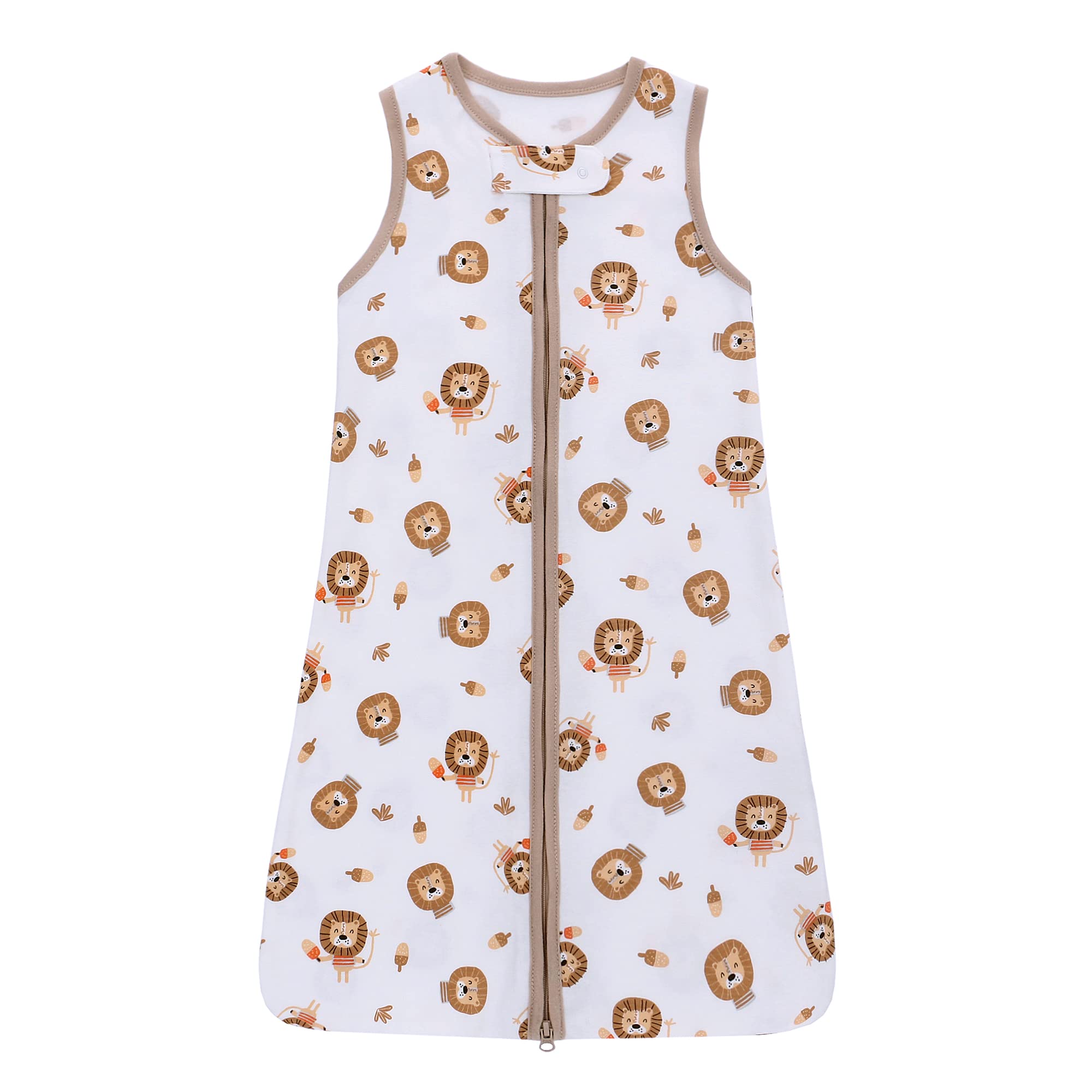 amo nenes Baby Sleep Sack, Toddler Sleeping Sack Kids Bags Bag Unisex Sleeveless 100 Percent Cotton with 2 Way Zipper, All Season Pajamas 0-6M, White Lion — image 1