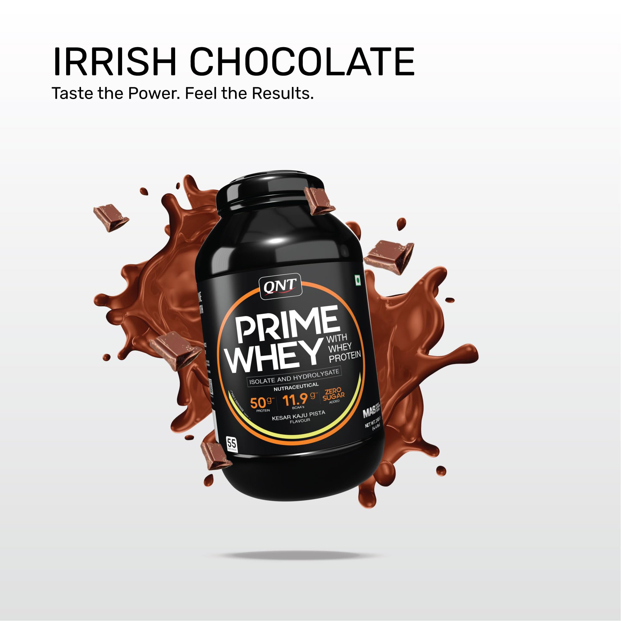 QNT Prime Whey Protein Powder | Irish Chocolate, 2 Kg | Triple Blend of Whey Isolate, Concentrate & Hydrolysate | 25g Protein, 5.6g BCAA per Scoop | Best Whey Protein Powder for Men & Women — Amazon image 5