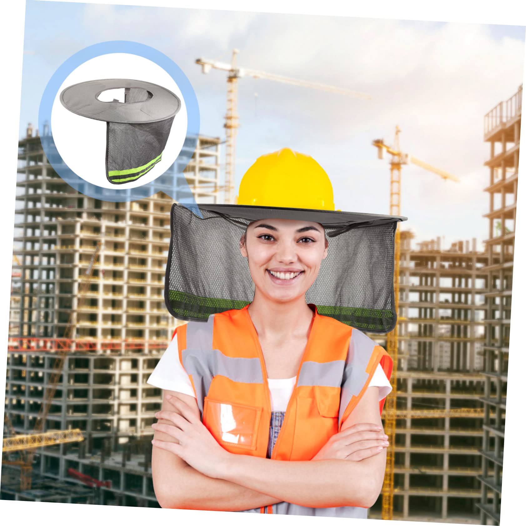 jojofuny 6piezas Sombrero Protector Solar para Casco Duro Visera y Banda Reflectante Accesorio Transpirable para Trabajos Al Aire Protección UV y Cuello para Construcción y Seguridad