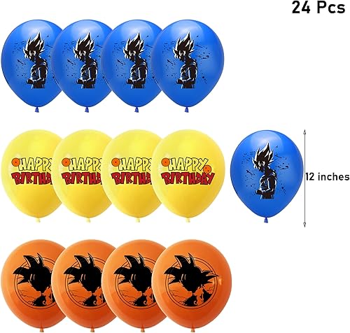 Miniatura 4 de Decoraciones de fiesta de cumpleaños de dragón, suministros de fiesta de cumpleaños para Dragon Ball, incluye pancarta de feliz cumpleaños,