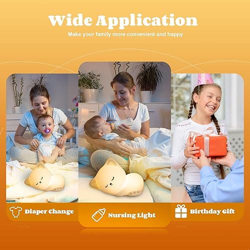 Miniatura 8 de YOTOZU Luz nocturna de dinosaurio para niños, luz nocturna de bebé con sensor táctil, lámpara LED recargable por USB (control remoto)