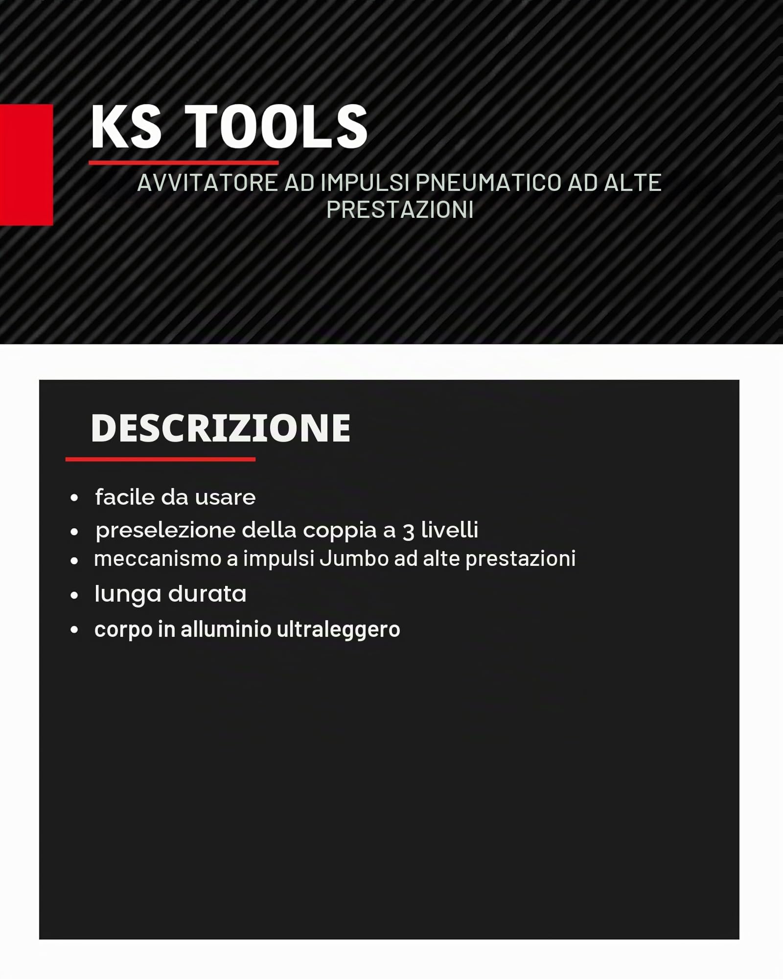 KS Tools 515.1315 1/2" Avvitatore ad impulsi pneumatico THE miniDEVIL ad alte prestazioni 1.084 Nm